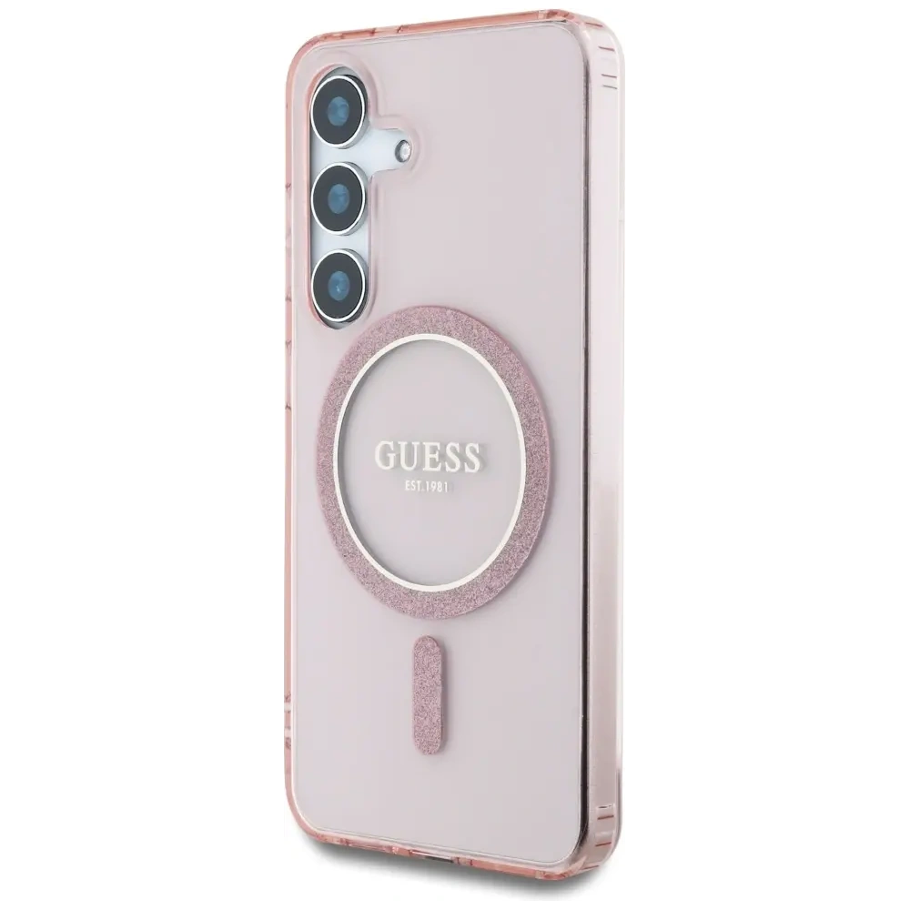 Hurtownia GSM - Etui Guess Glitter Circle Classic Logo MagSafe do Samsung Galaxy S25 różowy - GUE4310 - {ean13} - Hurt