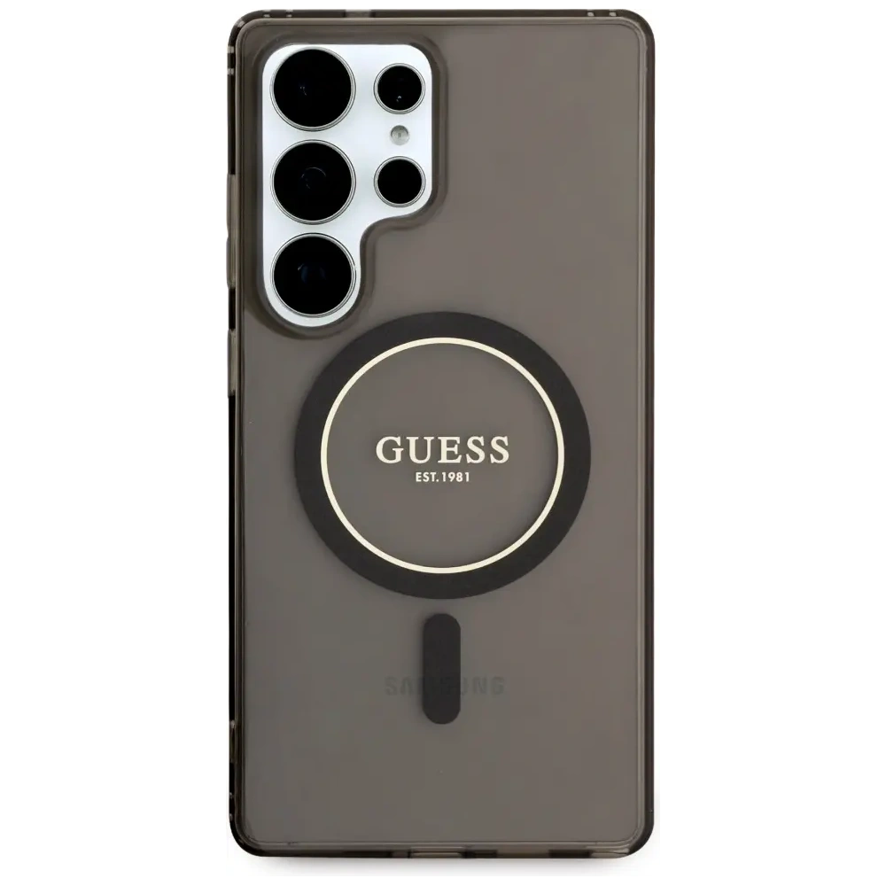 Hurtownia GSM - Guess Glitter Circle Logo clasic MagSafe Samsung Galaxy S25 Ultra negru - GUE4311 - {ean13} - Hurt