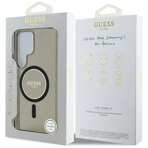Etui Guess Glitter Circle Classic Logo MagSafe do Samsung Galaxy S25 Ultra czarny