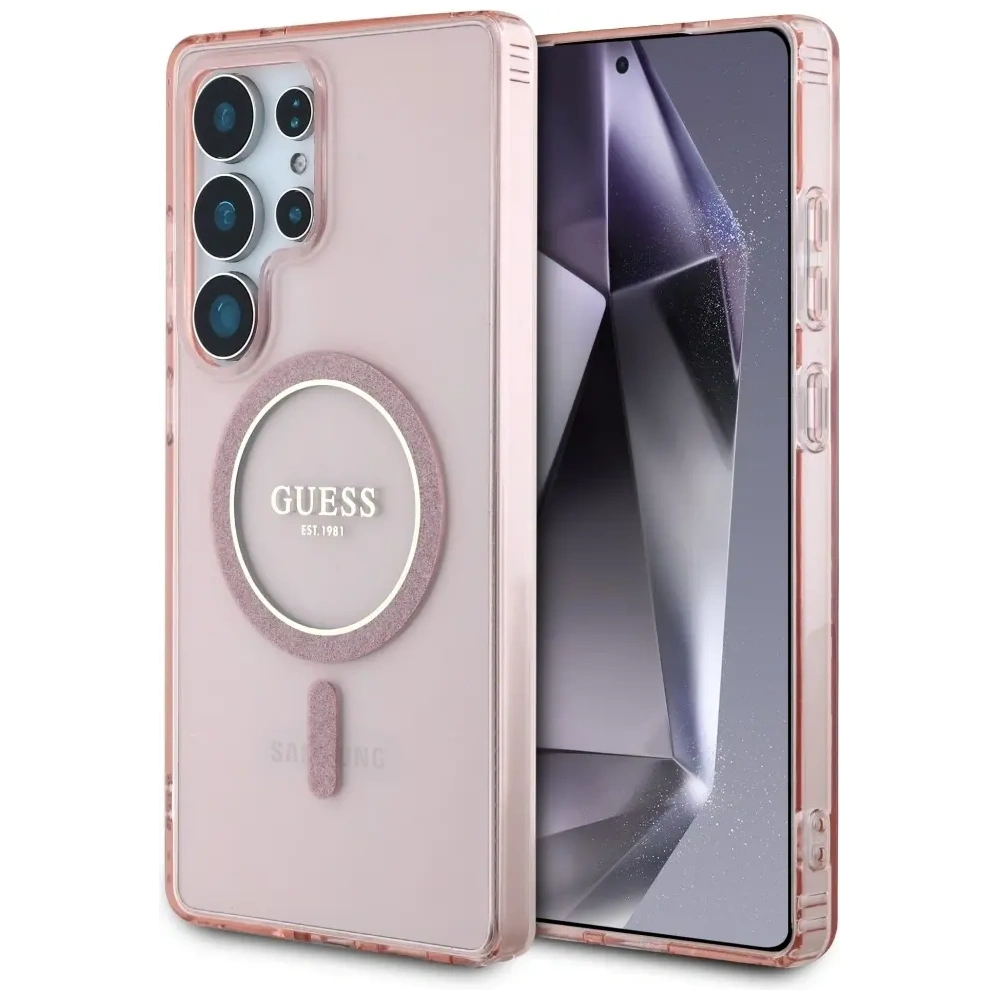 Hurtownia GSM - Guess Glitter Circle Classic Logo MagSafe Samsung Galaxy S25 Ultra roz - GUE4312 - {ean13} - Hurt