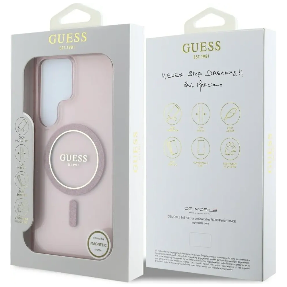 Hurtownia GSM - Guess Glitter Circle Classic Logo MagSafe Samsung Galaxy S25 Ultra roz - GUE4312 - {ean13} - Hurt