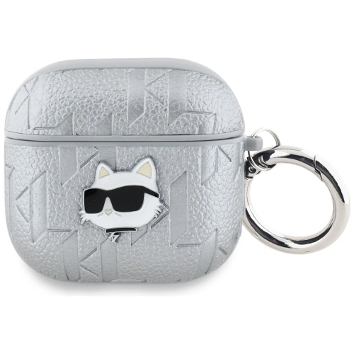 Etui Karl Lagerfeld Monogram Choupette Head do Apple AirPods 4 srebrny