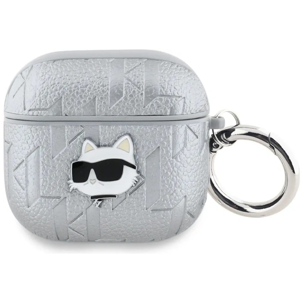 Hurtownia GSM - Etui Karl Lagerfeld Monogram Choupette Head do Apple AirPods 4 srebrny - KLD21904 - {ean13} - Hurt