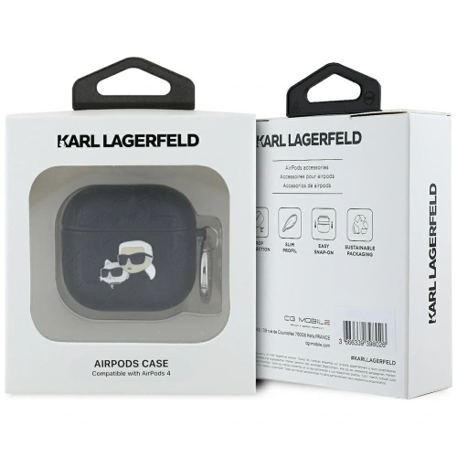 Etui Karl Lagerfeld Monogram Karl & Choupette Head do Apple AirPods 4 czarny