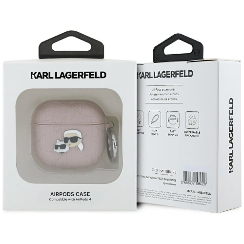 Etui Karl Lagerfeld Monogram Karl & Choupette Head do Apple AirPods 4 różowy