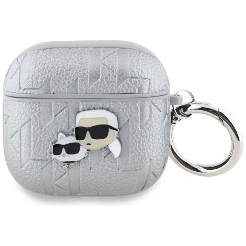 Etui Karl Lagerfeld Monogram Karl & Choupette Head do Apple AirPods 4 srebrny