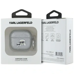 Hurtownia GSM - Karl Lagerfeld Monogram Karl & Choupette Kopf Apple AirPods 4 Silber - KLD21907 - {ean13} - Hurt