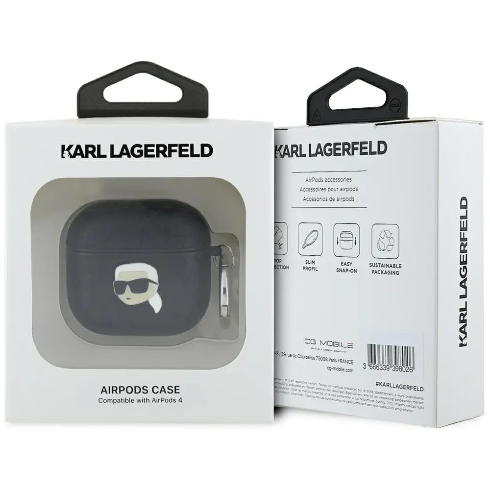 Hurtownia GSM - Karl Lagerfeld Monogram Karl Head Apple AirPods 4 schwarz - KLD21908 - {ean13} - Hurt