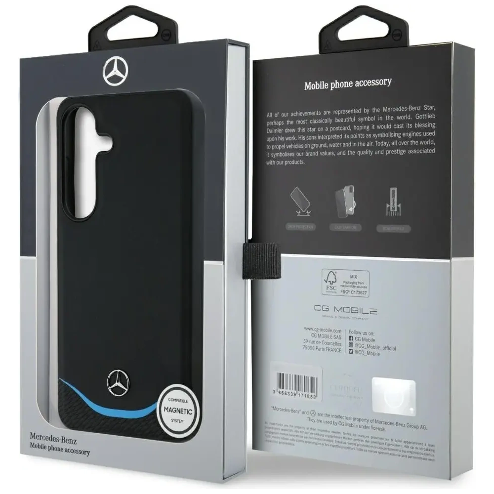 Hurtownia GSM - Mercedes Leder kontrastierende blaue horizontale Kurve MagSafe Samsung Galaxy S25 schwarz - MRS303 - {ean13} - Hurt
