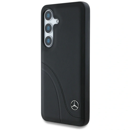 Etui Mercedes Leather Curved Stitches do Samsung Galaxy S25 czarny