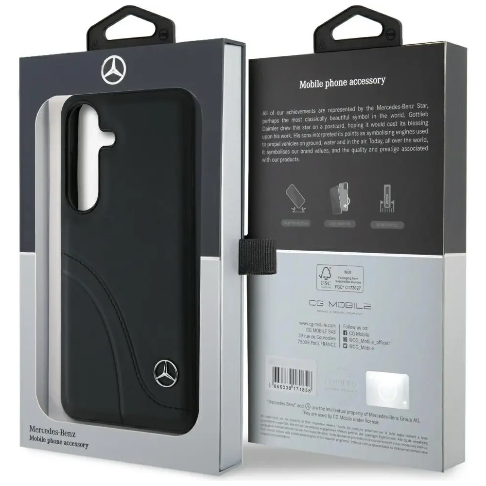 Hurtownia GSM - Etui Mercedes Leather Curved Stitches do Samsung Galaxy S25 černé - MRS305 - {ean13} - Hurt