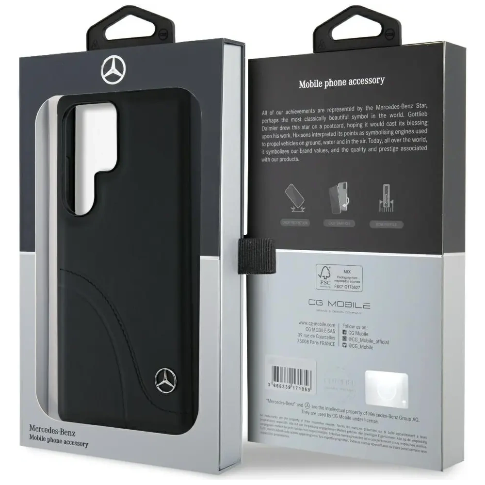 Hurtownia GSM - Mercedes Leder mit geschwungenen Nähten Samsung Galaxy S25 Ultra schwarz - MRS306 - {ean13} - Hurt