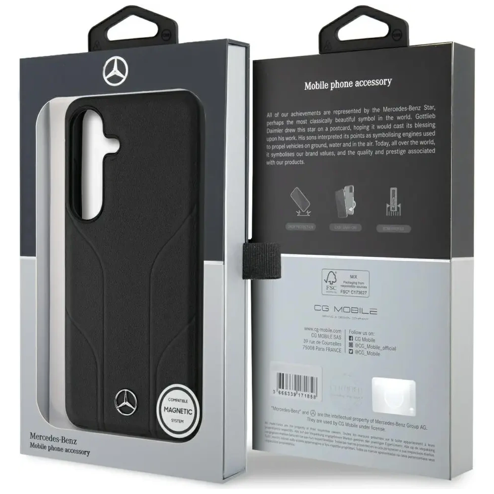Hurtownia GSM - Mercedes Bőr Debossed Vonalak MagSafe Samsung Galaxy S25 fekete - MRS307 - {ean13} - Hurt
