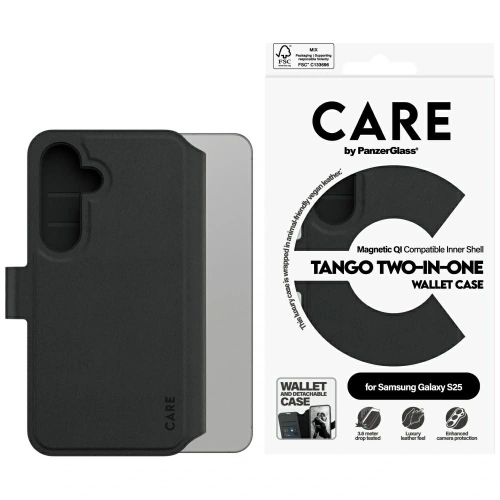 Etui CARE by PanzerGlass Feature Tango 2w1 Wallet do Samsung Galaxy S25 czarny