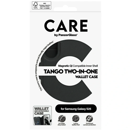 Etui CARE by PanzerGlass Feature Tango 2w1 Wallet do Samsung Galaxy S25 czarny