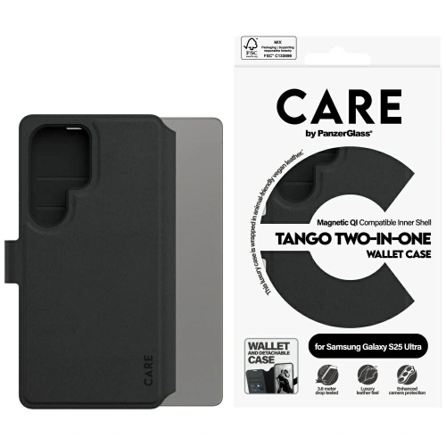 Etui CARE by PanzerGlass Feature Tango 2w1 Wallet do Samsung Galaxy S25 Ultra czarny
