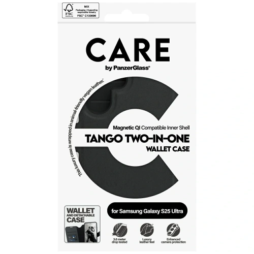 Etui CARE by PanzerGlass Feature Tango 2w1 Wallet do Samsung Galaxy S25 Ultra czarny