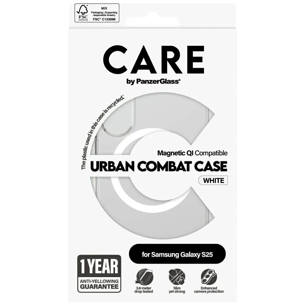 Hurtownia GSM - Etui CARE by PanzerGlass Flagship Urban Combat White QI do Samsung Galaxy S25 przezroczysty - PZG844 - {ean13} - Hurt