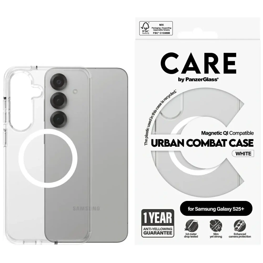 Hurtownia GSM - Etui CARE od PanzerGlass Flagship Urban Combat White QI pro Samsung Galaxy S25+ Plus průhledné - PZG846 - {ean13} - Hurt