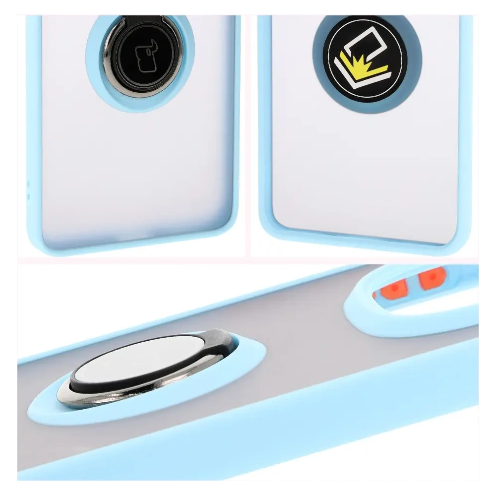 Hurtownia GSM - Bizon Case Hybrid Ring Xiaomi Redmi Note 14 Pro 5G / Poco X7 rauchig mit einem hellblauen Rahmen - BIZ8491 - {ean13} - Hurt