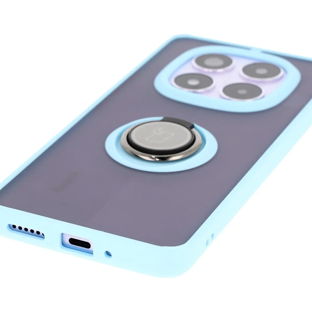 Hurtownia GSM - Etui z uchwytem na palec Bizon Case Hybrid Ring do Xiaomi Redmi Note 14 Pro 5G / Poco X7 przydymione z jasnoniebieską ramką - BIZ8491 - {ean13} - Hurt