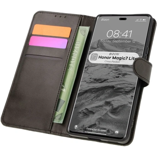 Etui z klapką Bizon Case Pocket do Honor Magic7 Lite czarne