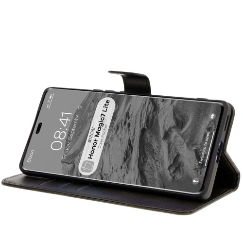 Etui z klapką Bizon Case Pocket do Honor Magic7 Lite czarne