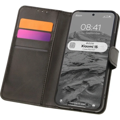 Etui z klapką Bizon Case Pocket do Xiaomi 15 czarne