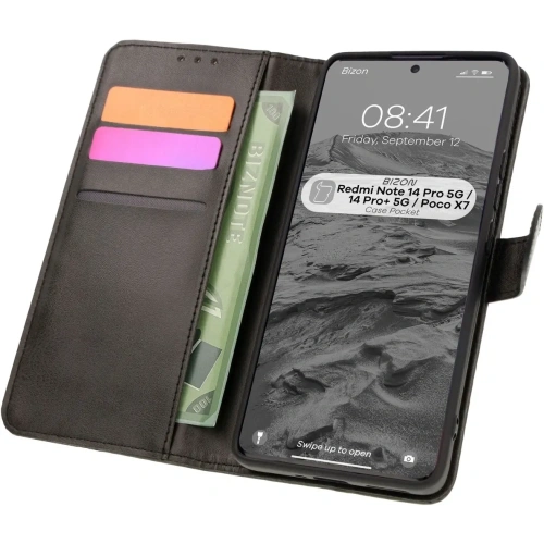 Etui z klapką Bizon Case Pocket do Xiaomi Redmi Note 14 Pro 5G / Poco X7 czarne