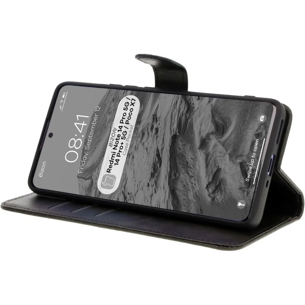Hurtownia GSM - Etui z klapką Bizon Case Pocket do Xiaomi Redmi Note 14 Pro 5G / Poco X7 czarne - BIZ8512 - {ean13} - Hurt
