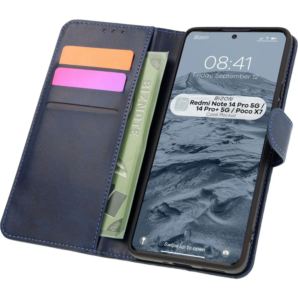 Hurtownia GSM - Bizon tok zseb Xiaomi Redmi Note 14 Pro 5G / Poco X7 tengerészkék - BIZ8513 - {ean13} - Hurt