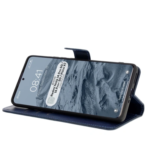 Etui z klapką Bizon Case Pocket do Xiaomi Redmi Note 14 Pro 5G / Poco X7 granatowe