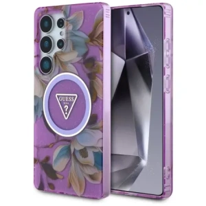 Hurtownia GSM - Guess Glitter Blumen Dreieck Knöpfe MagSafe Samsung Galaxy S25 Ultra lila - GUE4317 - {ean13} - Hurt
