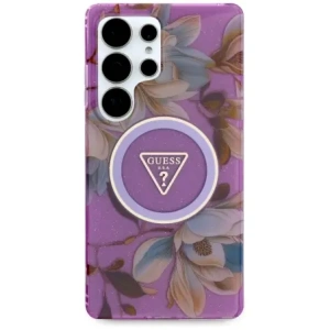 Hurtownia GSM - Guess Glitter Blumen Dreieck Knöpfe MagSafe Samsung Galaxy S25 Ultra lila - GUE4317 - {ean13} - Hurt