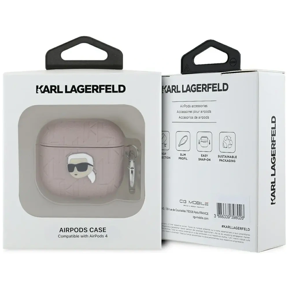 Hurtownia GSM - Karl Lagerfeld Monogram Karl Head Apple AirPods 4 rózsaszín - KLD21909 - {ean13} - Hurt