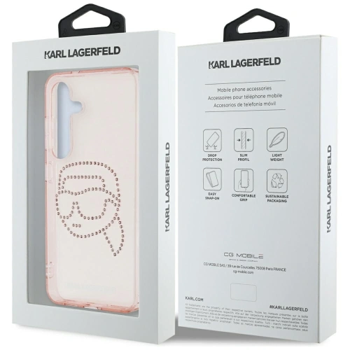 Etui Karl Lagerfeld Rhinestones K. Head Logo do Samsung Galaxy S25 różowy