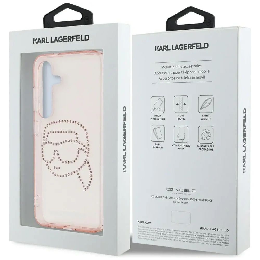 Wholesale Karl Lagerfeld Rhinestones K. Head Logo Samsung Galaxy S25 pink - KLD21911 - {ean13} - Hurt