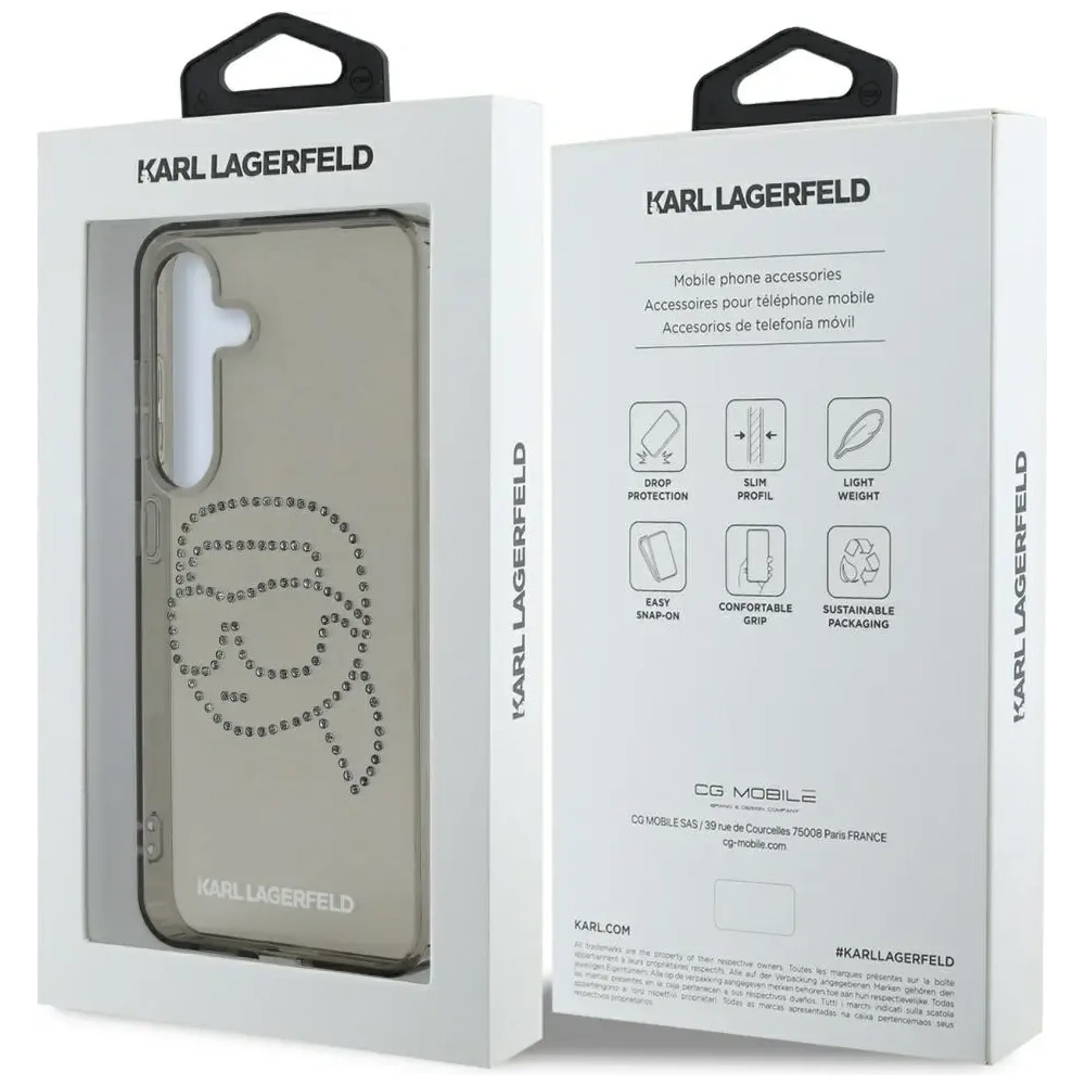 Wholesale Karl Lagerfeld Rhinestones Karl Head Logo Samsung Galaxy S25 black - KLD21913 - {ean13} - Hurt