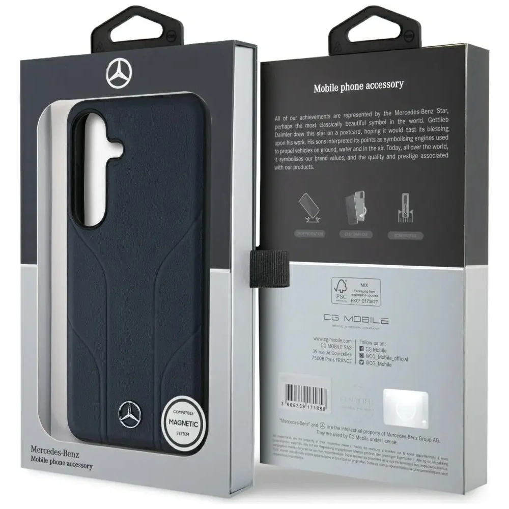 Hurtownia GSM - Mercedes Leder mit geprägten Linien MagSafe Samsung Galaxy S25 blau - MRS308 - {ean13} - Hurt