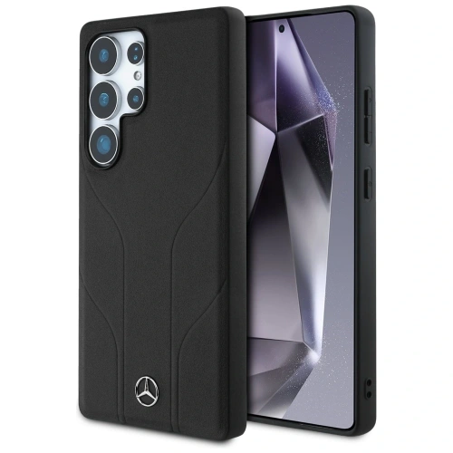 Etui Mercedes Leather Debossed Lines MagSafe do Samsung Galaxy S25 Ultra czarny