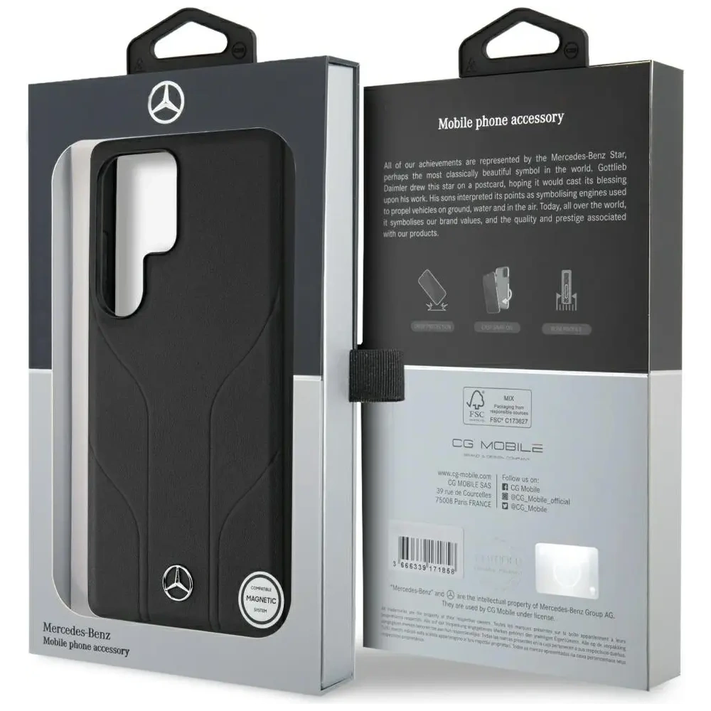 Hurtownia GSM - Mercedes Leder mit debossierten Linien MagSafe Samsung Galaxy S25 Ultra schwarz - MRS309 - {ean13} - Hurt