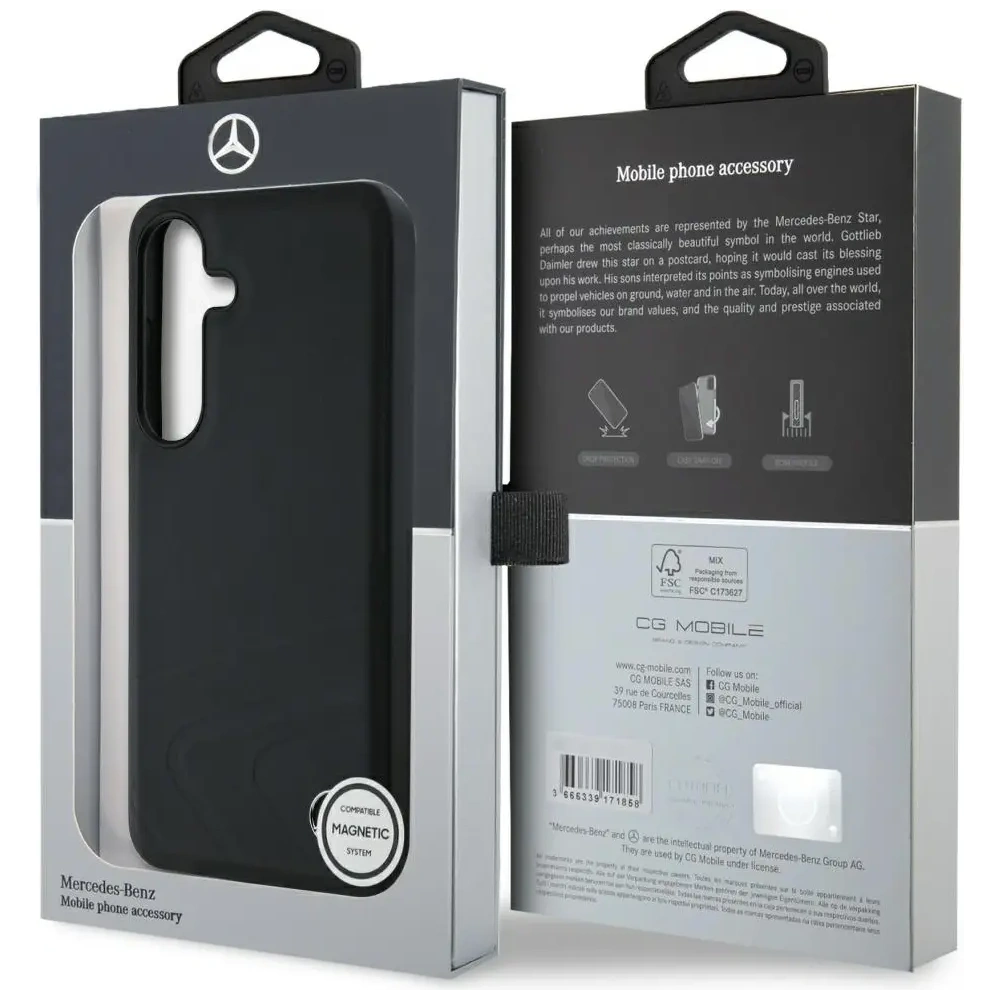 Hurtownia GSM - Mercedes Leder Horizontale Prägung Kurven MagSafe Samsung Galaxy S25 schwarz - MRS312 - {ean13} - Hurt