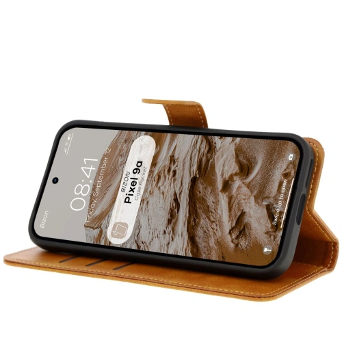 Etui z klapką Bizon Case Pocket do Google Pixel 9a brązowe