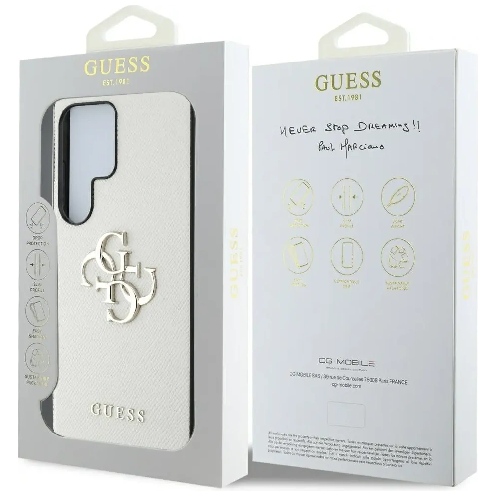 Hurtownia GSM - Guess Grained Big 4G Logo Small Classic Logo Samsung Galaxy S25 Ultra bézs - GUE4319 - {ean13} - Hurt