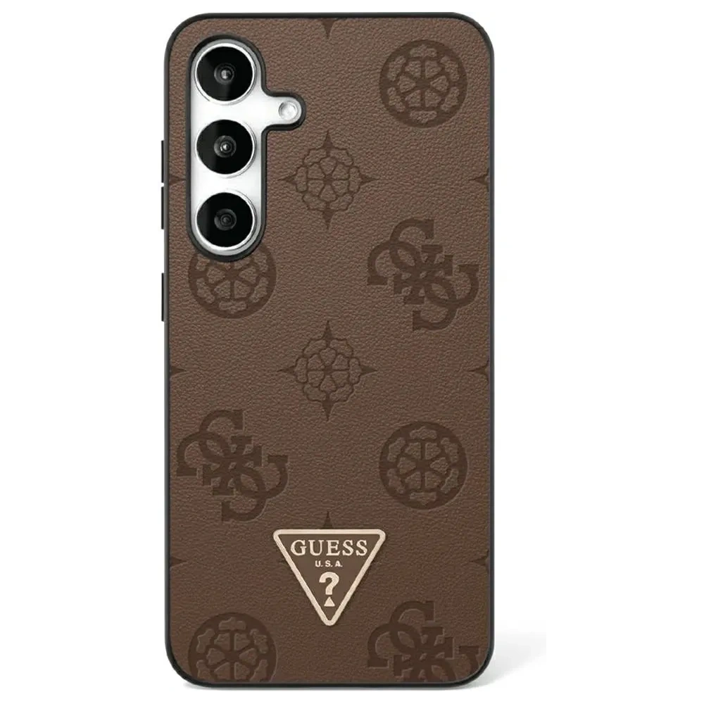 Hurtownia GSM - Guess Grained Hot Stamp Peony Minta Háromszög Logo MagSafe Samsung Galaxy S25 Ultra barna - GUE4321 - {ean13} - Hurt