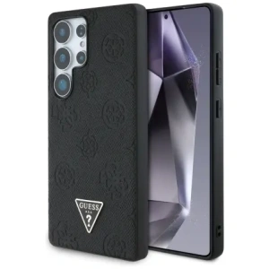 Wholesale Guess Grained Hot Stamp Peony Pattern Triangle Logo MagSafe Samsung Galaxy S25 Ultra black - GUE4322 - {ean13} - Hurt