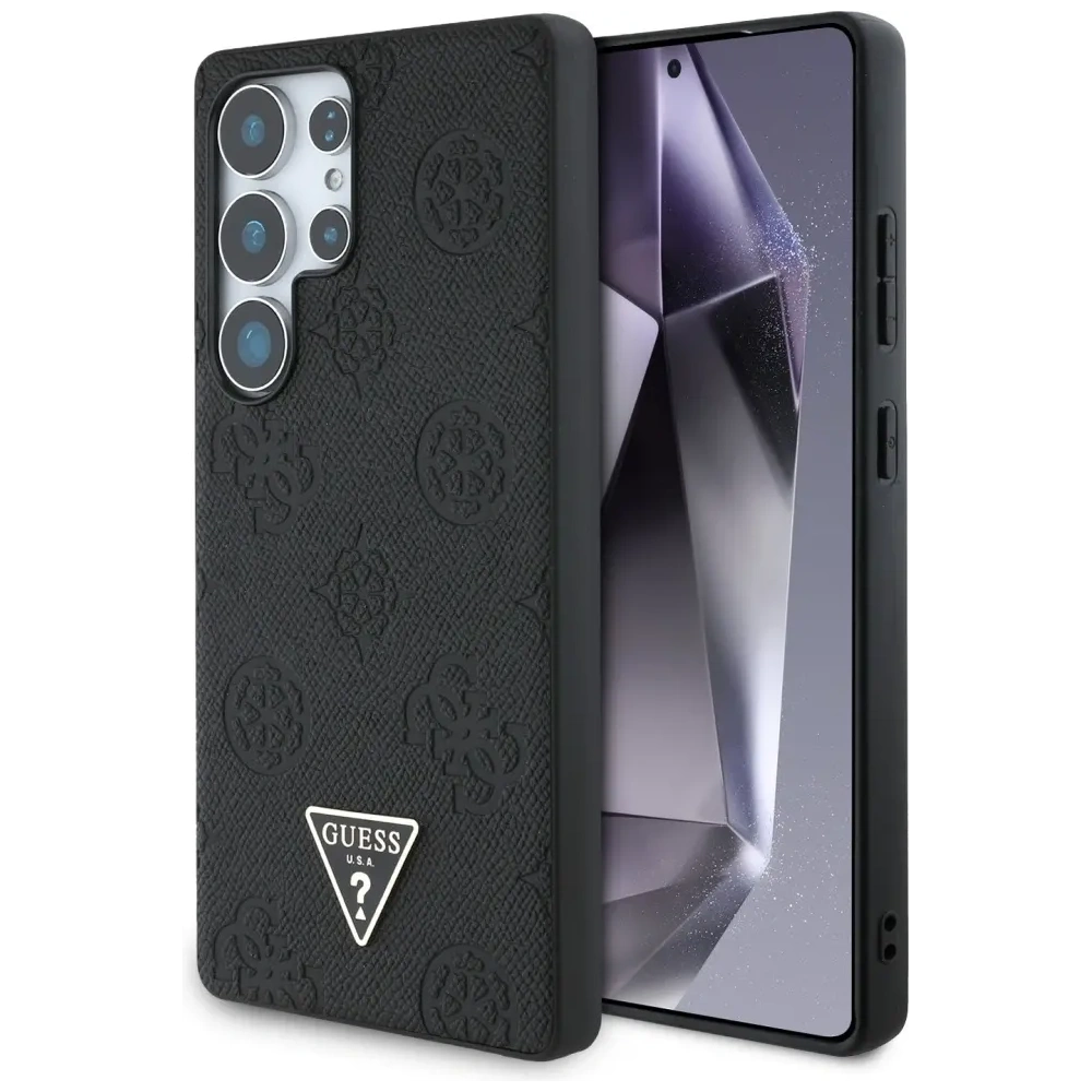 Hurtownia GSM - Etui Guess Grained Hot Stamp Peony Pattern Triangle Logo MagSafe do Samsung Galaxy S25 Ultra černý - GUE4322 - {ean13} - Hurt
