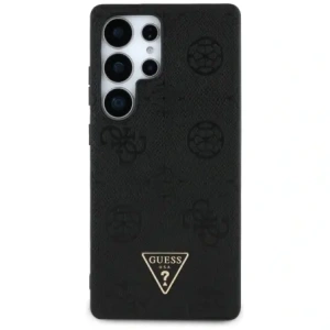 Wholesale Guess Grained Hot Stamp Peony Pattern Triangle Logo MagSafe Samsung Galaxy S25 Ultra black - GUE4322 - {ean13} - Hurt
