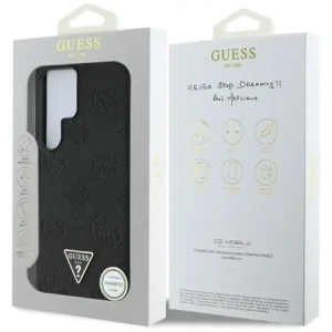 Wholesale Guess Grained Hot Stamp Peony Pattern Triangle Logo MagSafe Samsung Galaxy S25 Ultra black - GUE4322 - {ean13} - Hurt