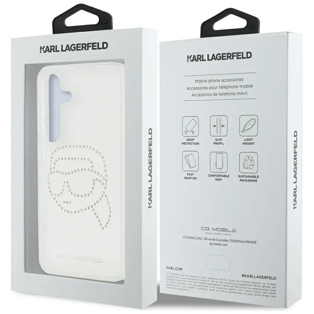 Hurtownia GSM - Karl Lagerfeld Logo cu cap de Karl din strasuri Samsung Galaxy S25 transparent - KLD21914 - {ean13} - Hurt